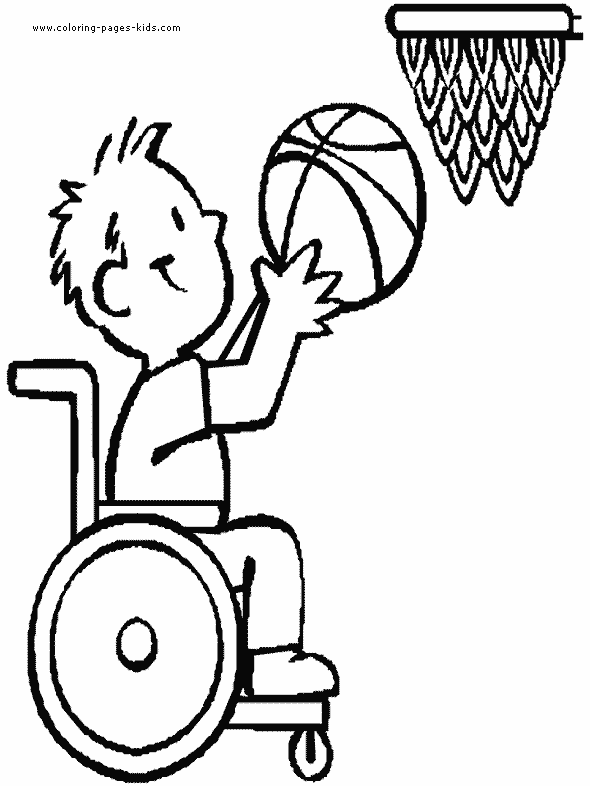 Athlete with Disabiliy playing basketball color page
