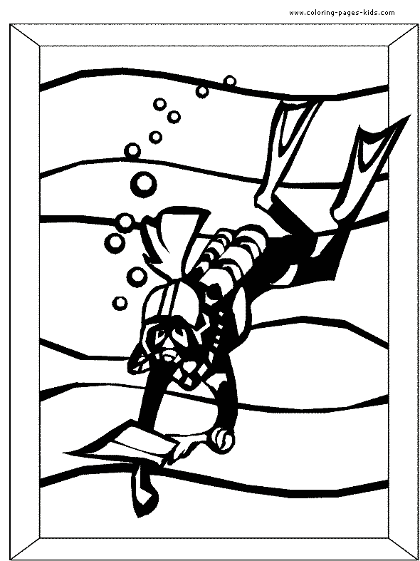 scuba Diving color page, sports coloring pages, color plate, coloring sheet,printable coloring picture