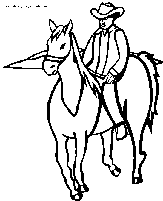 Horse riding color page - Coloring pages for kids!