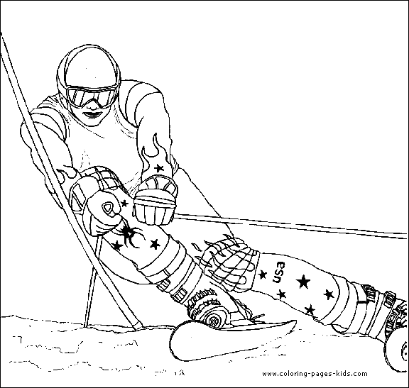 ski Skiing color page, sports coloring pages, color plate, coloring sheet,printable coloring picture