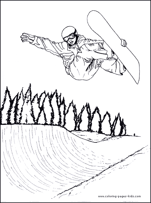 Snowboarding half pipe color page - Coloring pages for kids - Sports