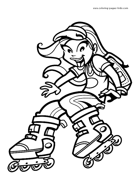 Roller Skating Color Page Coloring Pages Kids Sports Summer Plate