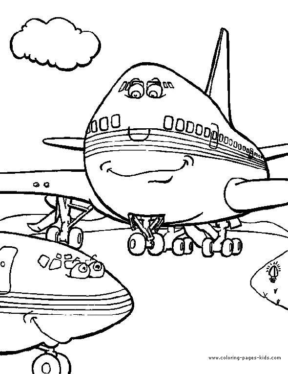 Airplane Coloring Page Pages Kids Transportation Jumbo Jet Color Plate
