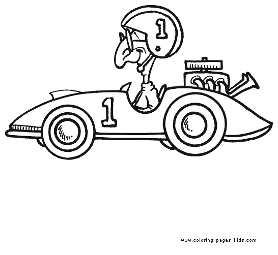 racing a car color page