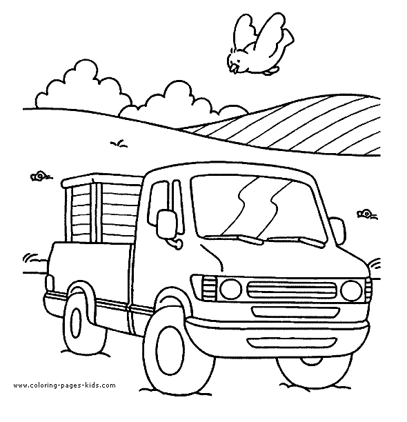 Truck color page, transportation coloring pages, color plate, coloring sheet,printable coloring picture