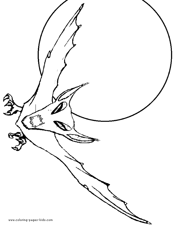 Bat with a moon coloring page