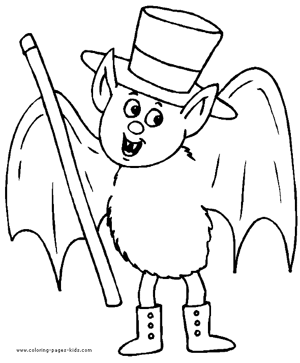 Entertaining bat coloring book page