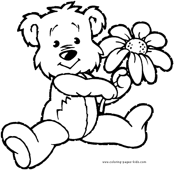 Bear with a flower coloring page