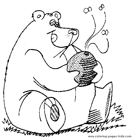 Bear with a honey jar coloring page