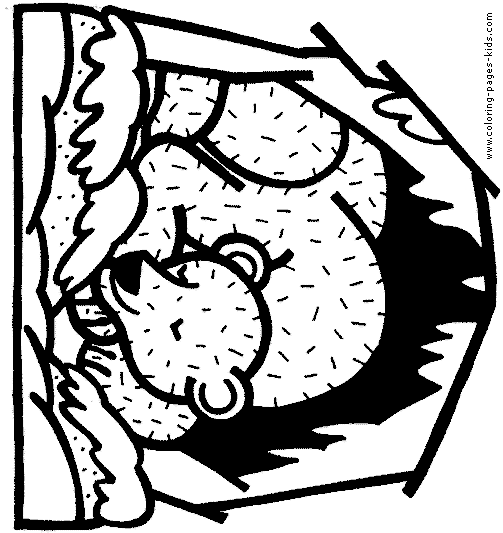 Hibernating bear color, bears animal coloring pages, color plate, coloring sheet,printable coloring picture