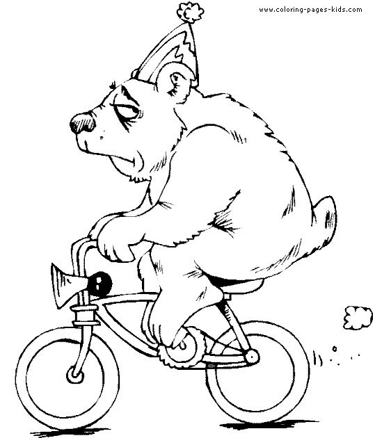 bear on a bike color page, bears animal coloring pages, color plate, coloring sheet,printable coloring picture