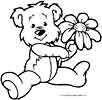 Bear with a flower coloring page