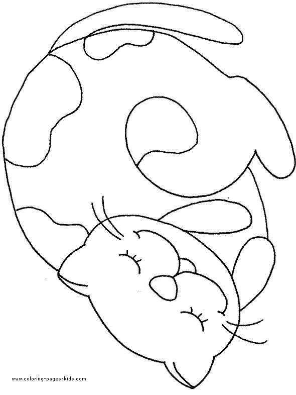 kids coloring pages sleeping cat