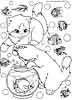 cat and fishies coloring page for kids