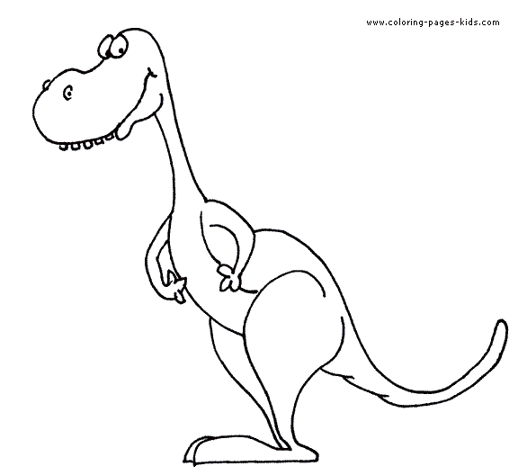 Cartoon Dinosaur color page. Free printable coloring sheets for kids.