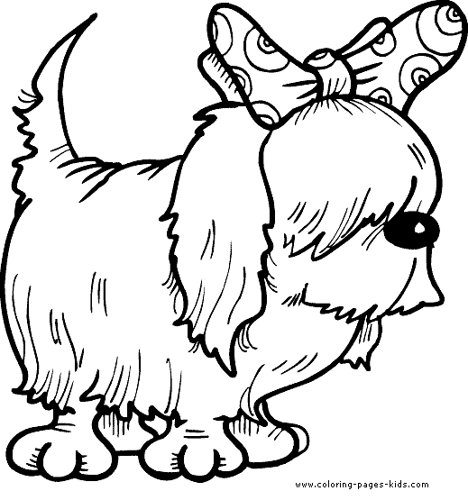 Dog with a bow color page, dogs, puppy animal coloring pages, color plate, coloring sheet,printable coloring picture
