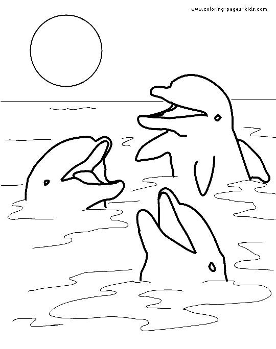 Dolphins in the moonlight color page, dolphins, animal coloring pages, color plate, coloring sheet,printable coloring picture