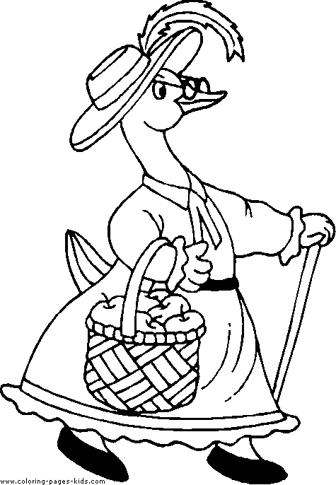 mother goose Duck color page, animal coloring pages, color plate, coloring sheet,printable coloring picture