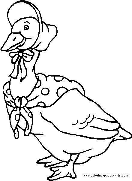 mother goose Duck color page, animal coloring pages, color plate, coloring sheet,printable coloring picture