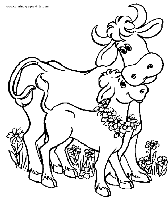 Cow color page, animal coloring pages, color plate, coloring sheet,printable coloring picture