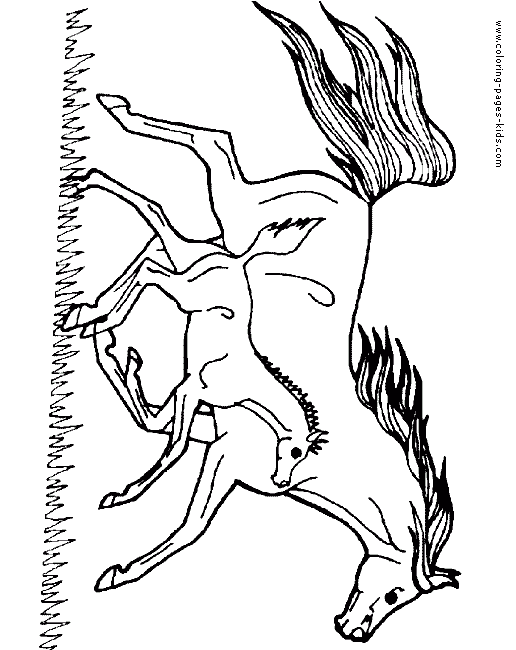 Horse with a pony coloring page