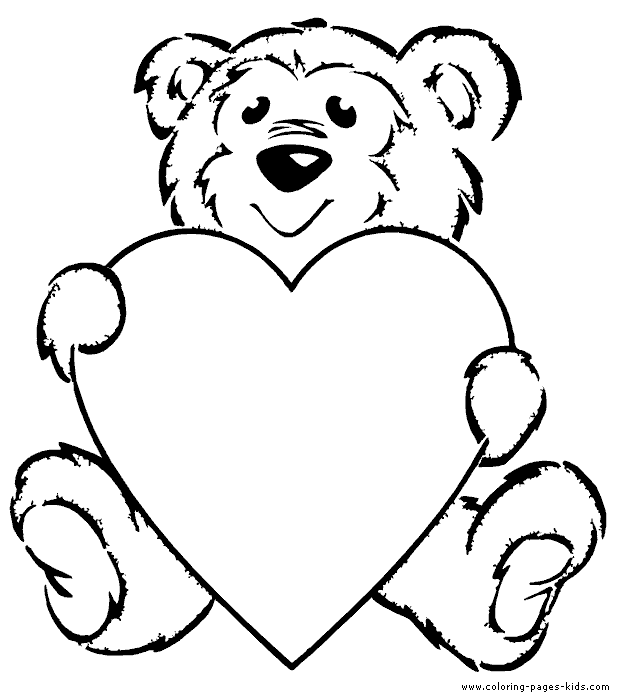Teddy Bear with a heart color page
