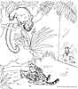 Monkey and cheetah cups coloring page