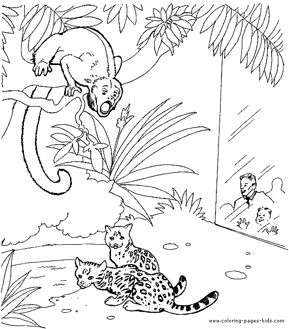 Monkey and cheetah cups coloring page, zoo color page