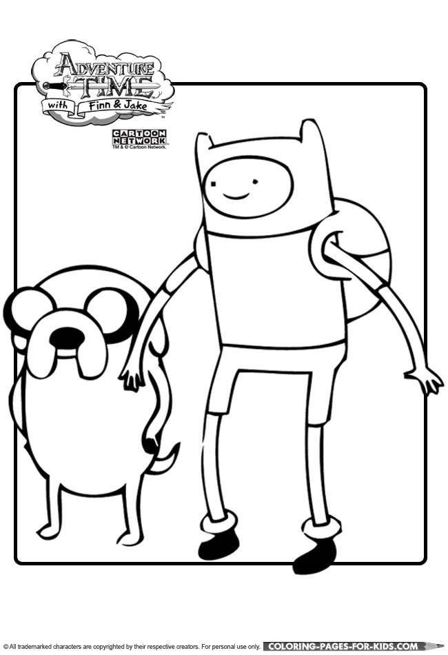 Finn and Jake Adventure Time printable coloring page for kids