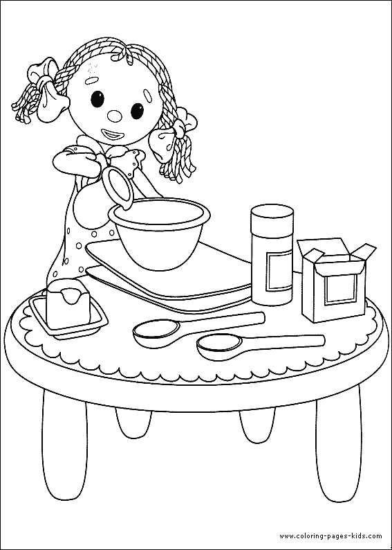 Looby Loo baking a cake color page
