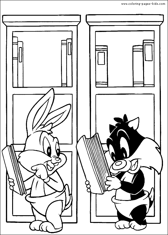 Bugs & Sylvester Baby Looney Tunes color page cartoon characters coloring pages, color plate, coloring sheet,printable coloring picture