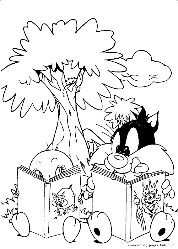 Tweety & Sylvester Baby Looney Tunes color page cartoon characters coloring pages, color plate, coloring sheet,printable coloring picture
