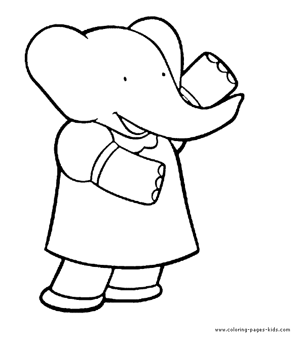 Babar color page cartoon characters coloring pages, color plate, coloring sheet,printable coloring picture