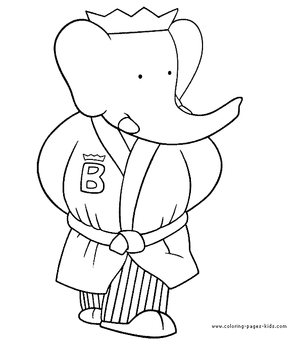 Babar color page cartoon characters coloring pages, color plate, coloring sheet,printable coloring picture