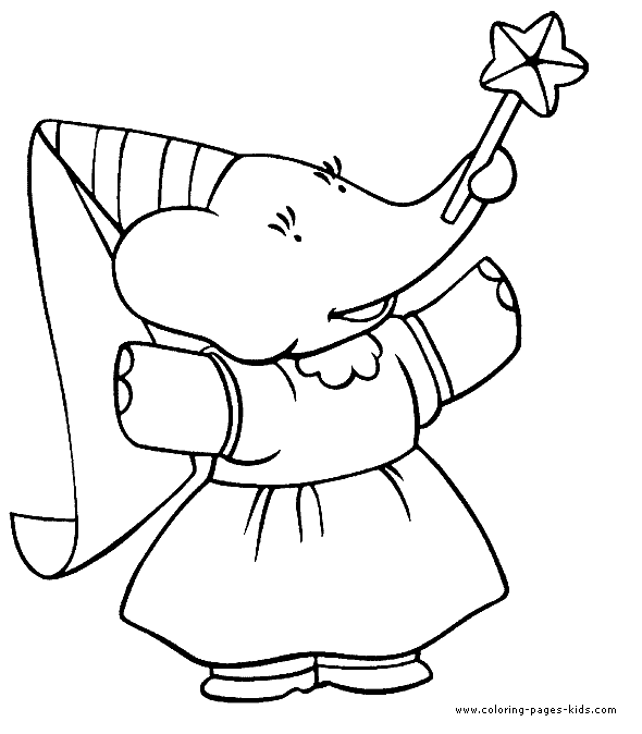 Babar color page cartoon characters coloring pages, color plate, coloring sheet,printable coloring picture