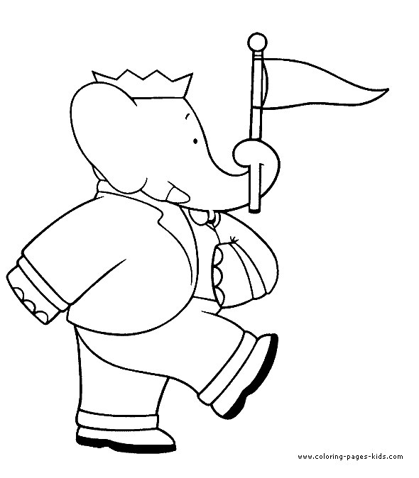 Babar color page cartoon characters coloring pages, color plate, coloring sheet,printable coloring picture