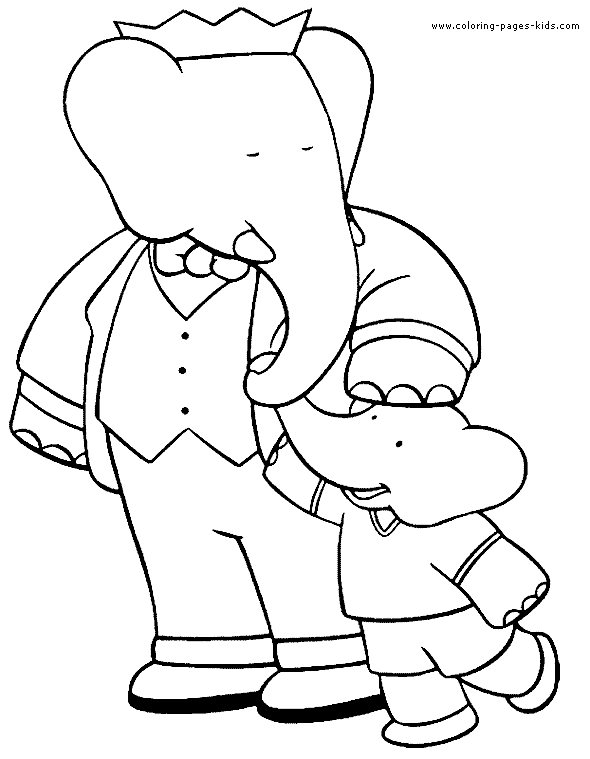 Babar color page cartoon characters coloring pages, color plate, coloring sheet,printable coloring picture