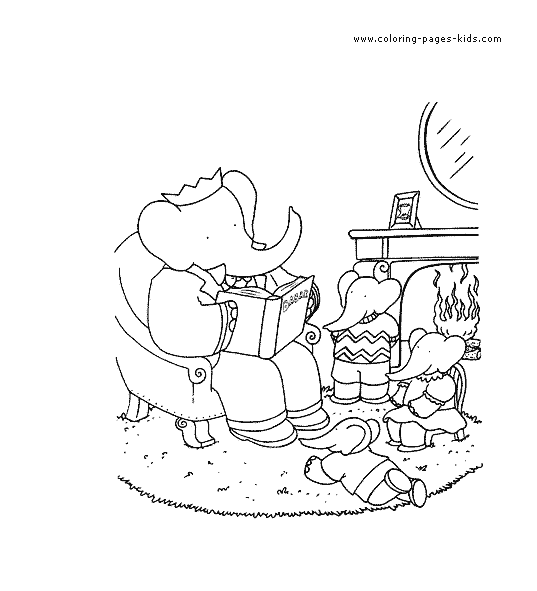 Babar color page cartoon characters coloring pages, color plate, coloring sheet,printable coloring picture