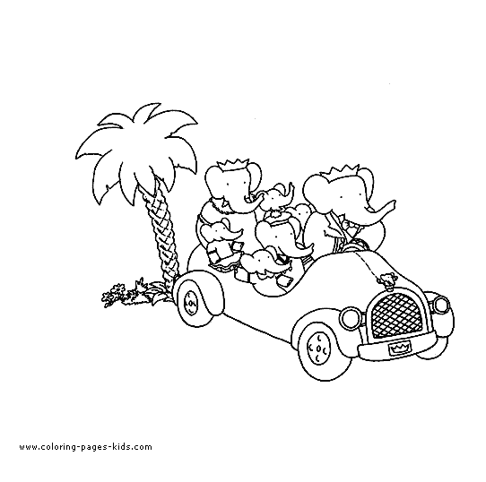 Babar color page cartoon characters coloring pages, color plate, coloring sheet,printable coloring picture