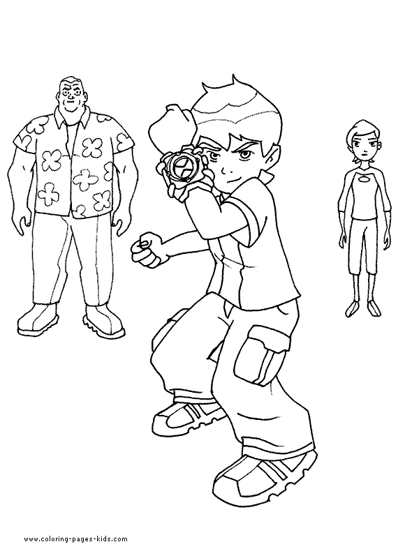 Ben 10, Gwen Tenyson, Grandpa Max coloring page