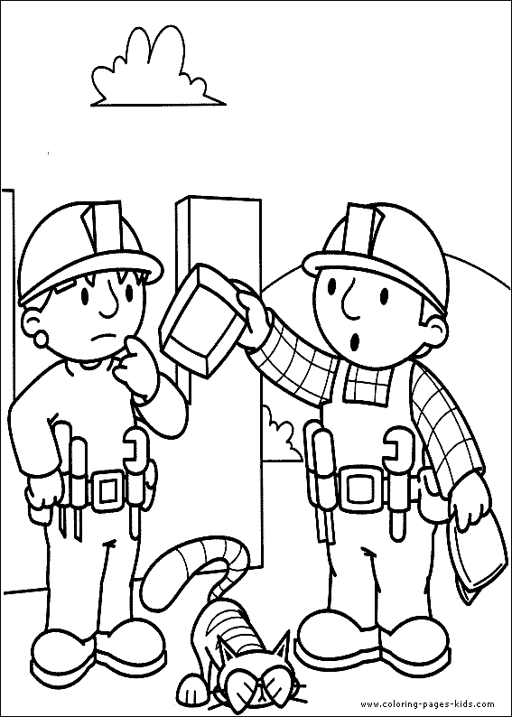 Bob the Builder color page, cartoon characters coloring pages, color plate, coloring sheet,printable coloring picture