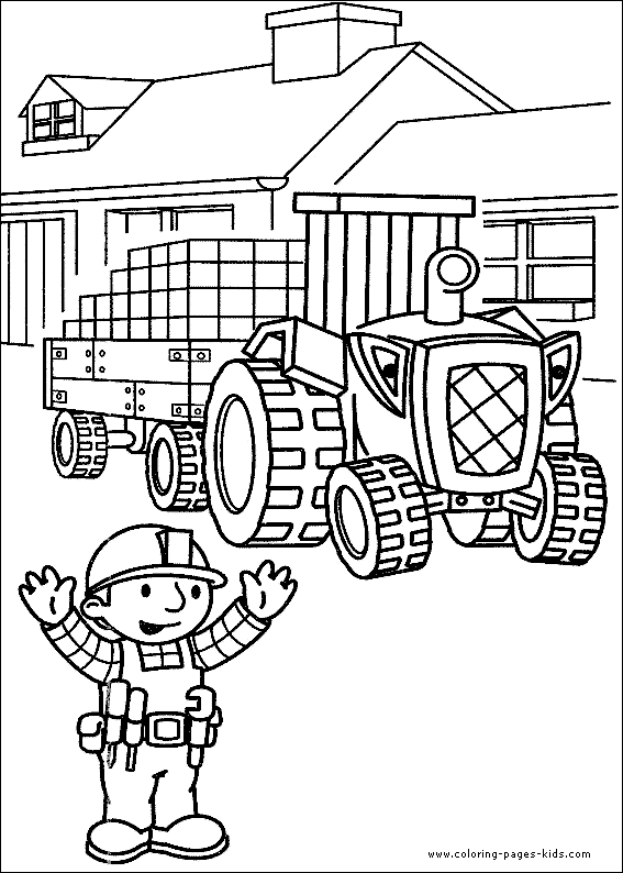 Bob the Builder color page, cartoon characters coloring pages, color plate, coloring sheet,printable coloring picture