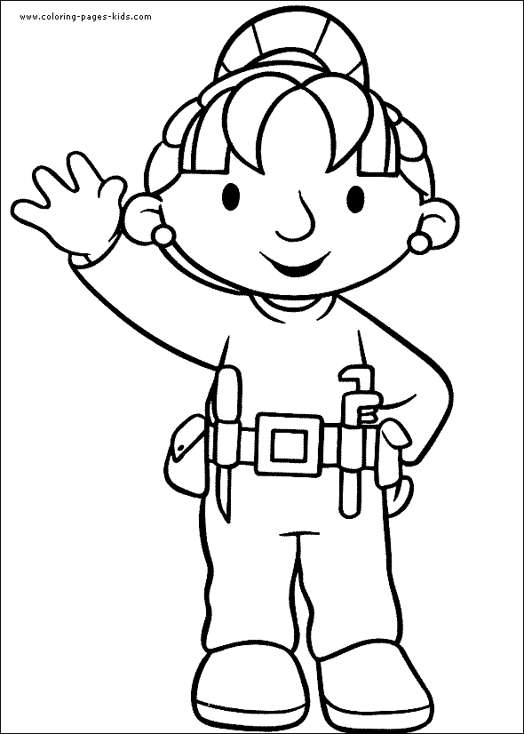 Bob the Builder color page, cartoon characters coloring pages, color plate, coloring sheet,printable coloring picture