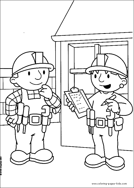 Bob the Builder color page, cartoon characters coloring pages, color plate, coloring sheet,printable coloring picture