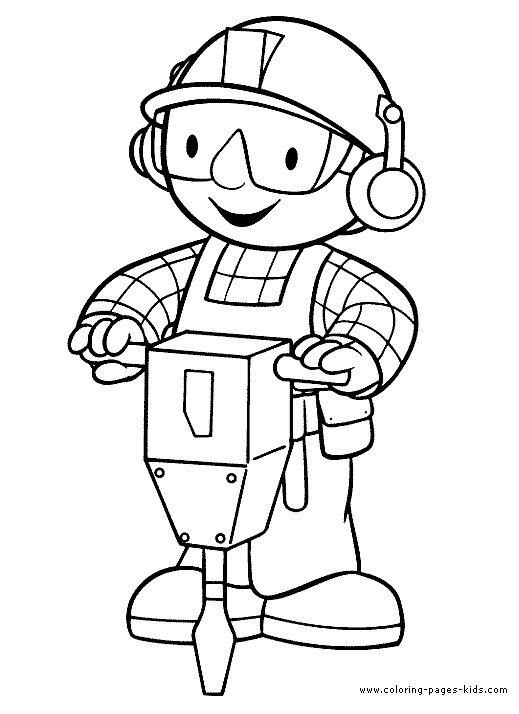 Bob the Builder color page, cartoon characters coloring pages, color plate, coloring sheet,printable coloring picture