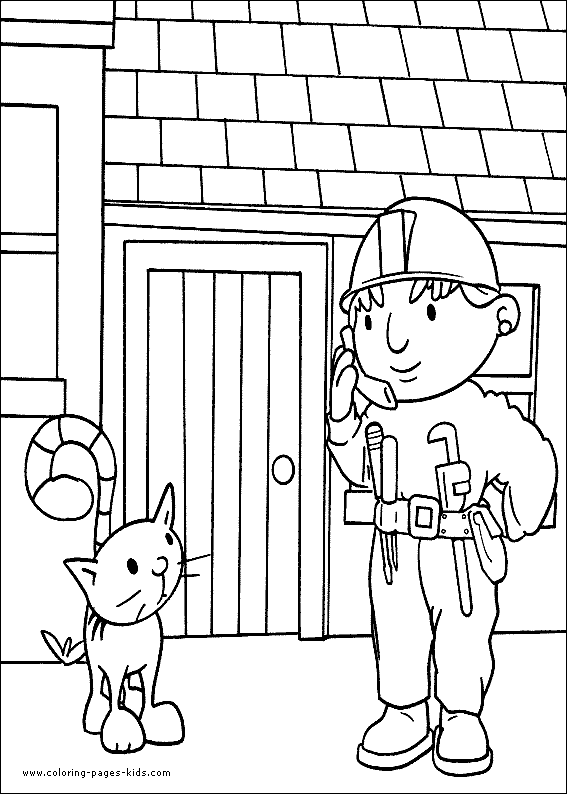 Bob the Builder color page, cartoon characters coloring pages, color plate, coloring sheet,printable coloring picture