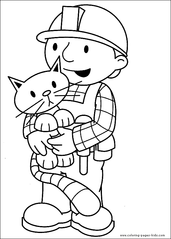 Bob the Builder color page, cartoon characters coloring pages, color plate, coloring sheet,printable coloring picture