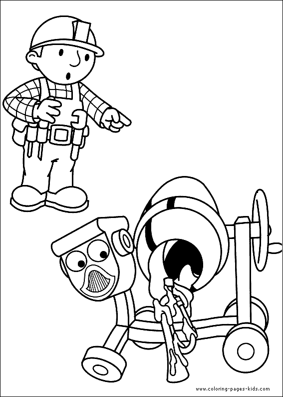 Bob the Builder color page, cartoon characters coloring pages, color plate, coloring sheet,printable coloring picture