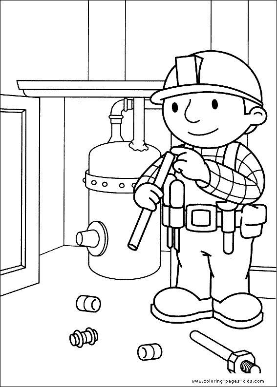 Bob the Builder color page, cartoon characters coloring pages, color plate, coloring sheet,printable coloring picture