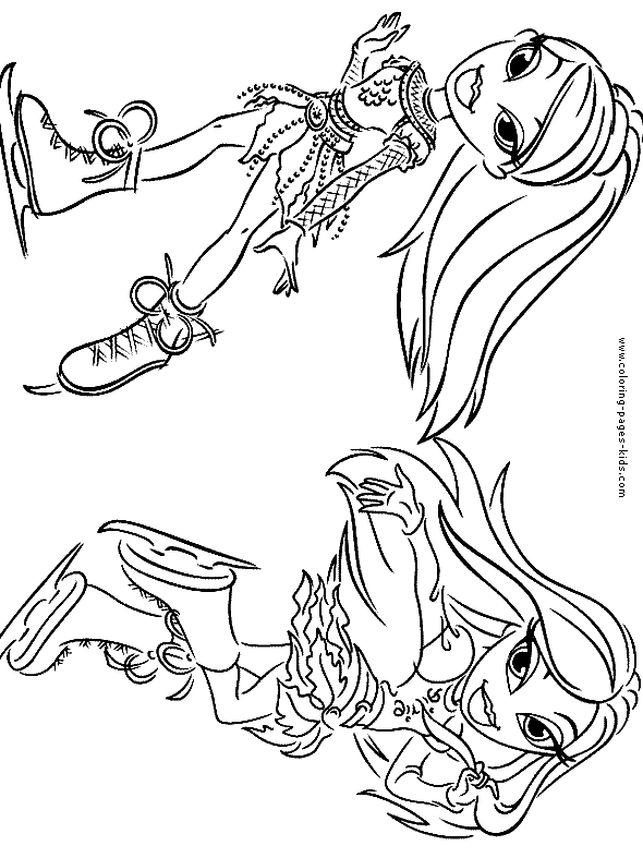Bratz color page - Coloring pages for kids - Cartoon characters